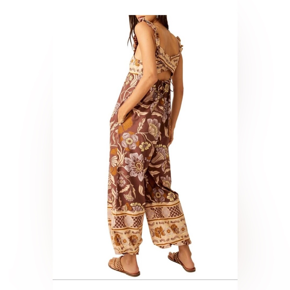 Free People Brown and Cream Floral Jumpsuit - Picture 2 of 7